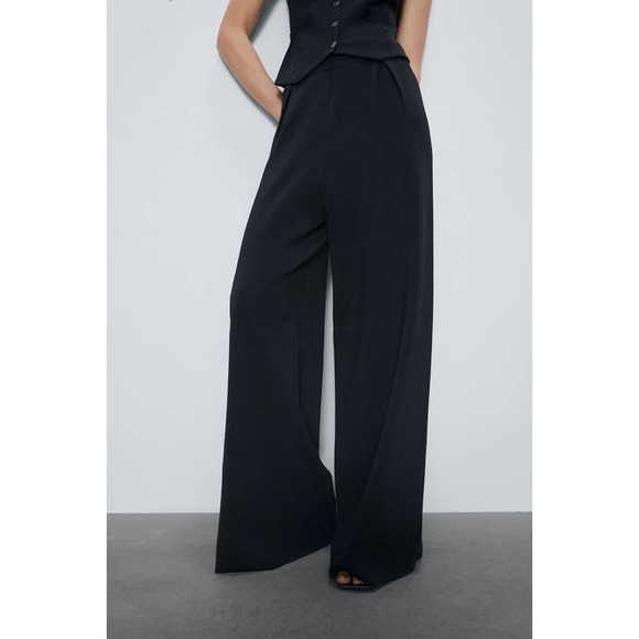 Zara Wide Leg Dart Pants - Picture 1 of 11